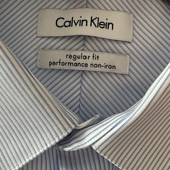 nwt Calvin Klein Button down Dress Shirt in Blue & White Stripes Size 16.5 - Picture 4 of 7